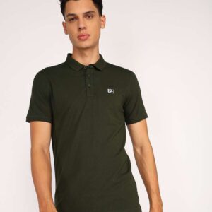 Men Solid Polo Neck Pure Cotton Green T-Shirt